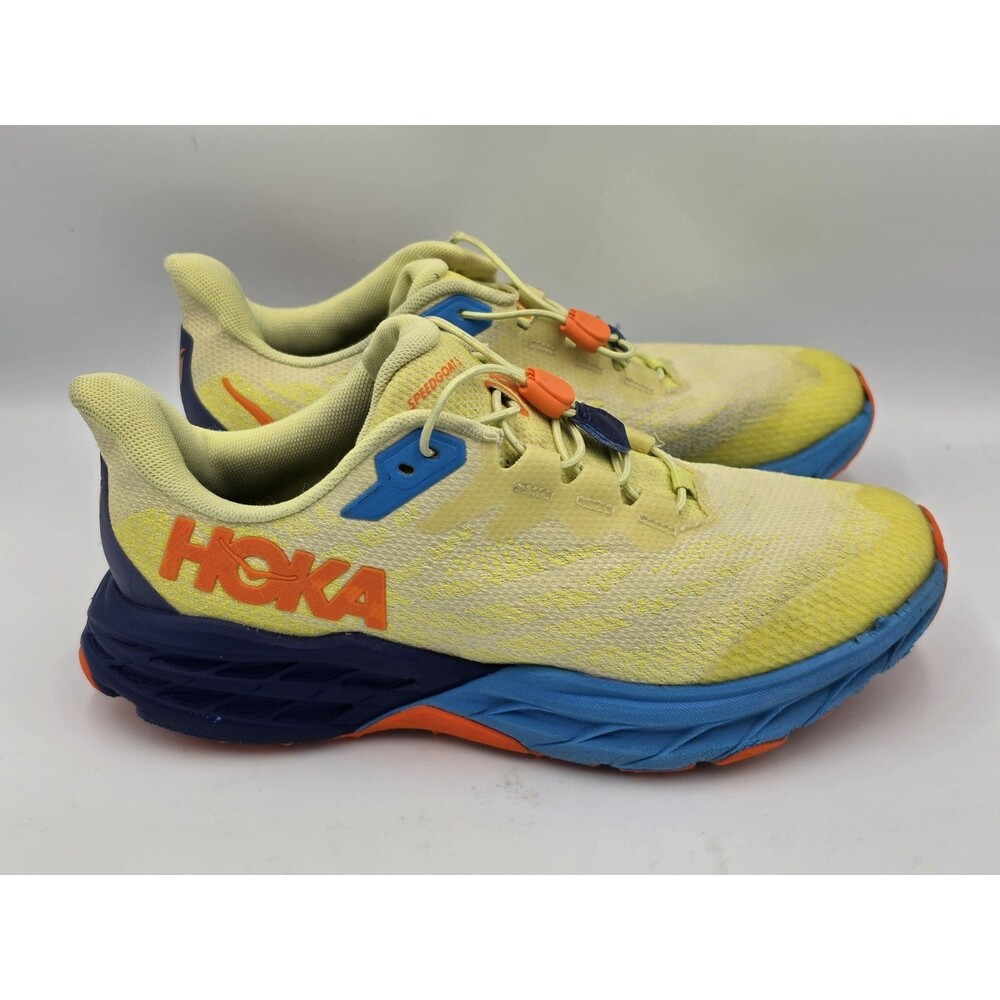 Hoka Speedgoat 5 Kids Size 6 Trail Running Shoes Yellow Blue Orange Toggle Laces